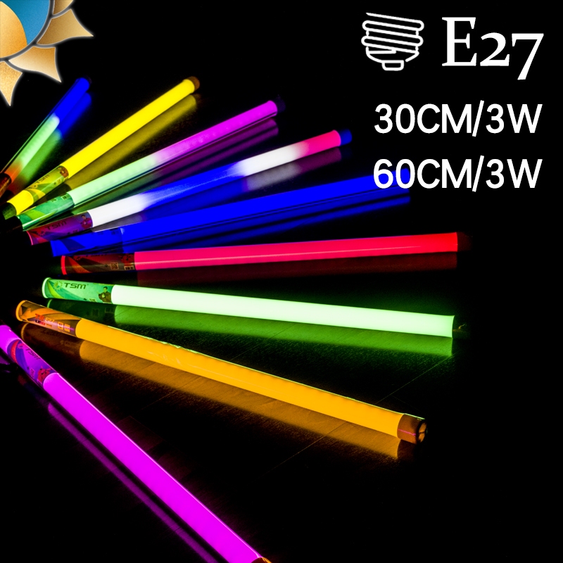 หลอดไฟนีออนสี LED 3W ขนาด 30 CM และ 60 CM ขั้วE27 กันน้ำ ไฟงานวัด ไฟวิ่ง สำหรับตกแต่ง TSM T8