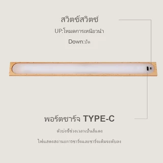 ไฟตู้เสื้อผ้า ไม้แท้ เซนเซอร์อินฟราเรด ไฟติดเมื่อเปิดตู้ ไฟวอร์ม, ดีไซน์แม่เหล็ก ชาร์จได้