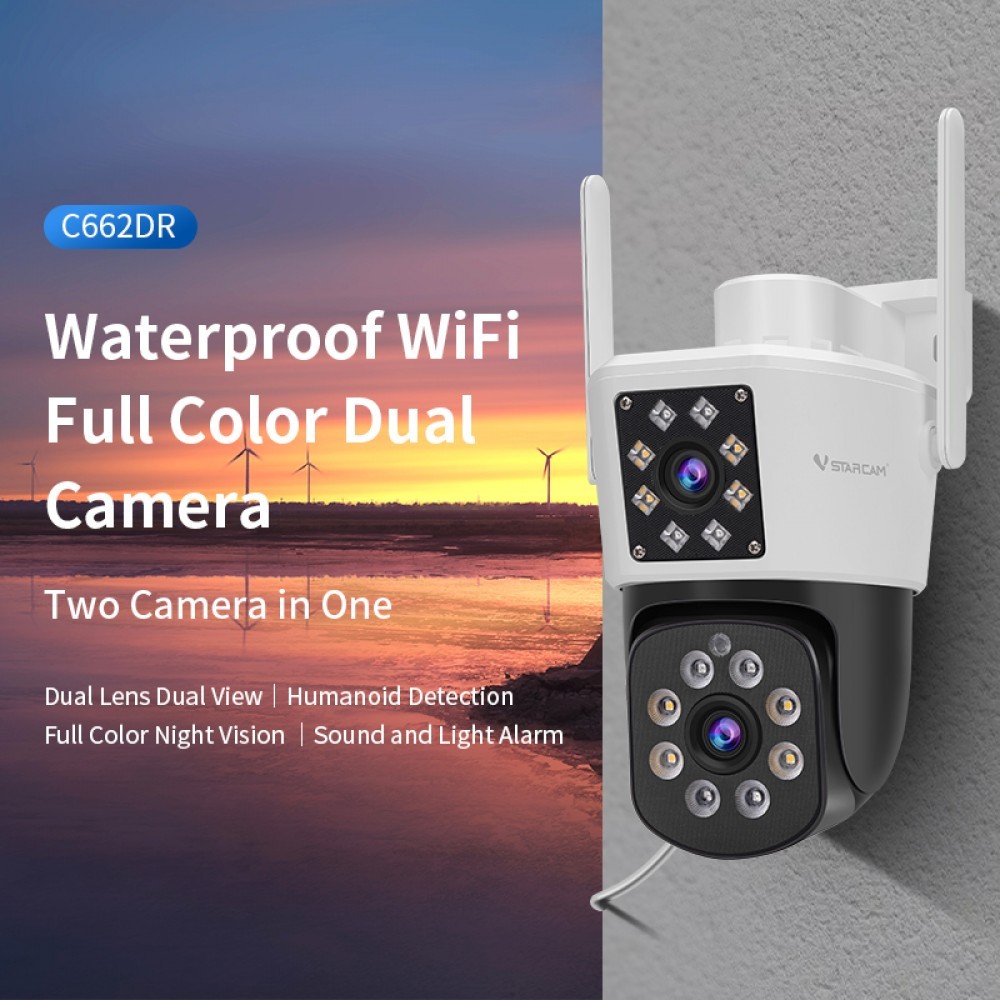 Vstarcam กล้องวงจรปิดกล้องใช้ภายนอก(กล้องเลนส์คู่ )มีไวไฟในตัว รุ่นC662DR  #Vstarcam@Shop