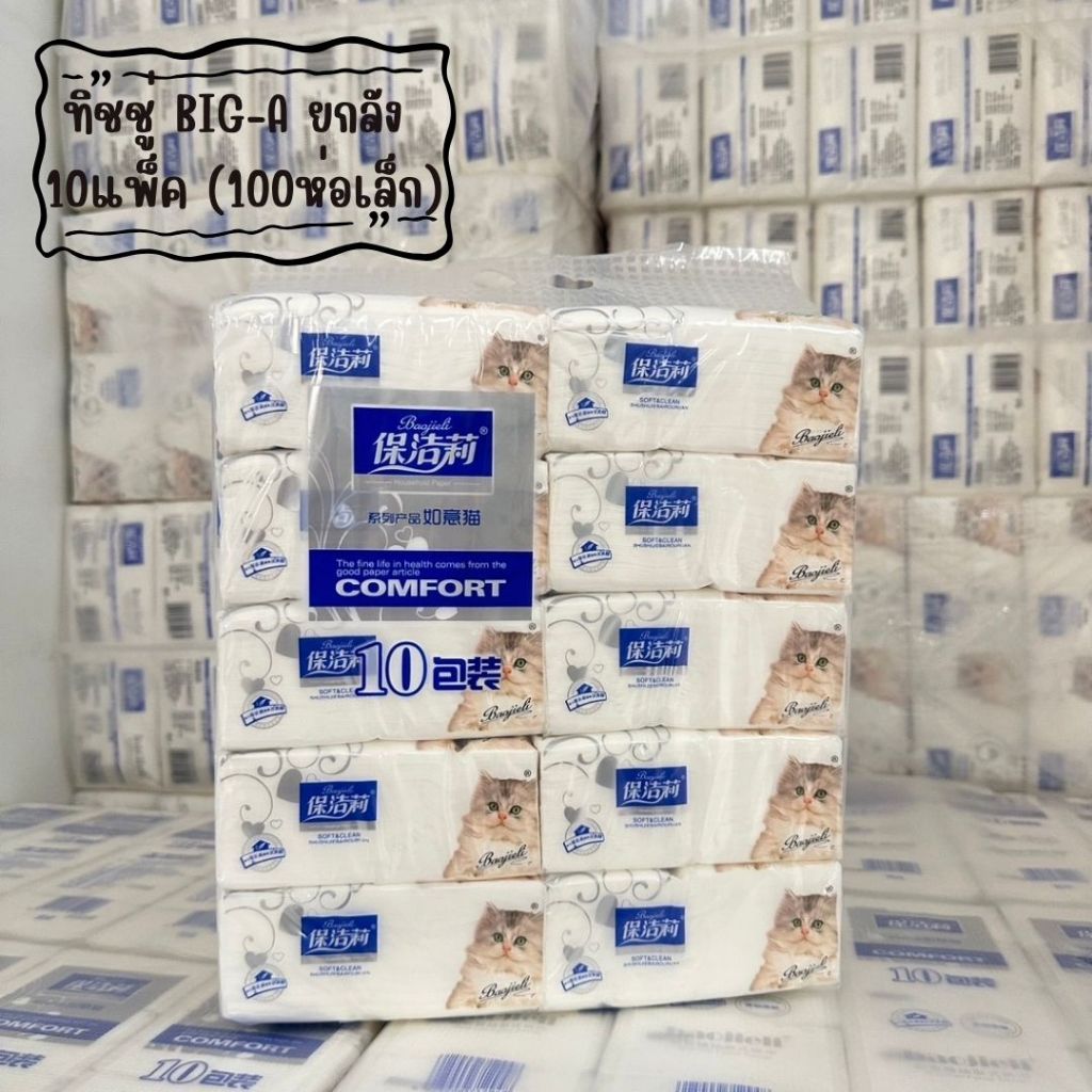 ทิชชู่ BIG-A-BOXยกลัง 10 แพ็ค หนา 4 ชั้น เนื้อสีขาว กระดาาษทิชชู่ ใช้เช็ดหน้าได้ ซึมซับดีเยี่ยม ไม่เป็นขุย