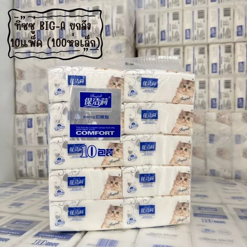 🌻ทิชชู่ BIG-A-BOXยกลัง 10 แพ็ค หนา 4 ชั้น เนื้อสีขาว กระดาาษทิชชู่ ใช้เช็ดหน้าได้ ซึมซับดีเยี่ยม ไม่เป็นขุย 🌻
