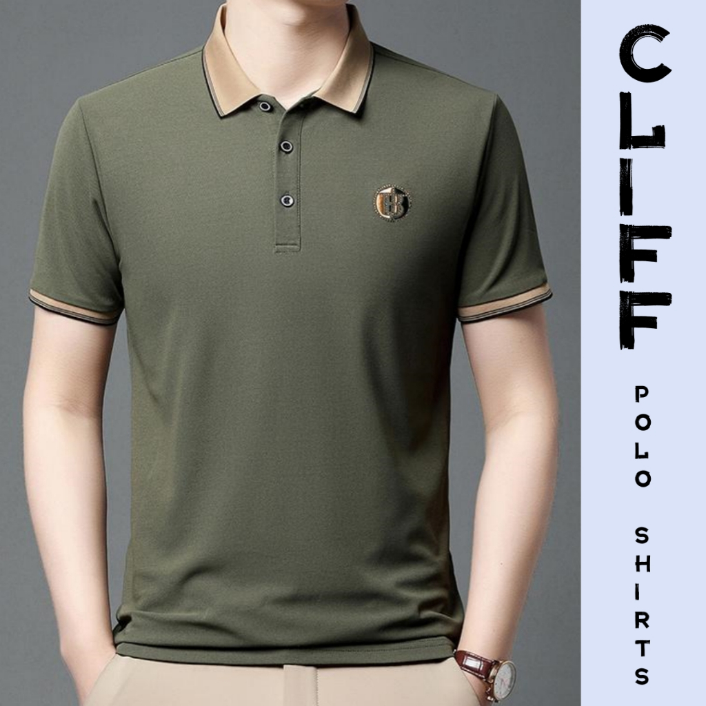CLIFF polo เสื้อโปโลผู้ชาย เย็บปักถักร้อยระดับสูง ฝีมือที่มีคุณภาพ ไม่ต้องรีด คุ้มค่า