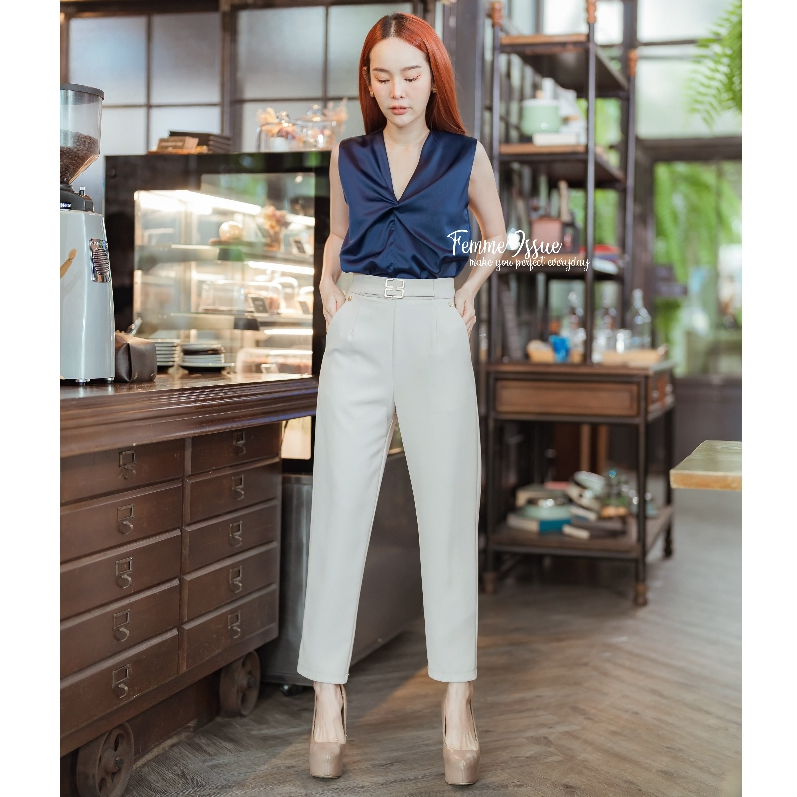 FEMME ISSUE ⭐️กางเกงขาเดฟ9ส่วนสไตล์ทำงาน ลำลอง เกรดพรีเมียม แต่งอะไหล่อย่างดี #18613⭐️  สินค้าขายดี - รูปที่ 2