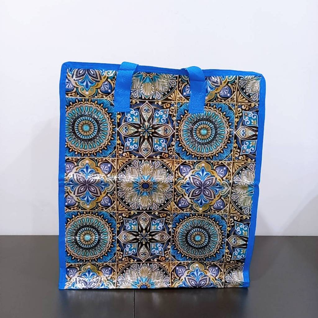 ถุงผ้า กระเป๋า กระเป๋าสปันบอนด์ ถุงช้อปปิ้ง (หูหิ้วทรงกล่อง) 34.5x38x18 cm. ถุงผ้าสปันบอนด์ขยายข้าง มีซิป ( 205-1 )