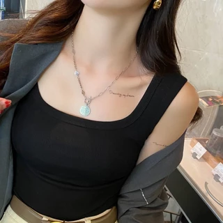 เสื้อครอปคอยู ผ้าฝ้าย ยืดหยุ่นได้ดี ระบายอากาศ ใส่สบาย เก็บเนื้อใต้รักแร้ เก็บทรง#A23