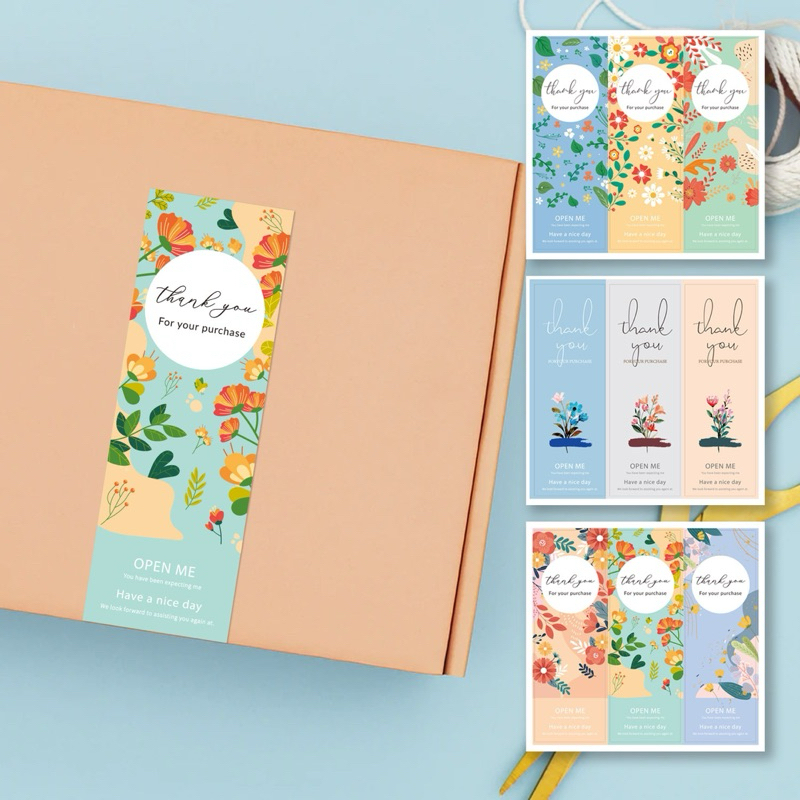 ❣️พร้อมส่ง❣️【90ดวง/แพ็ค】 สติ๊กเกอร์ขอบคุณ Thank you Stickers ขนาด 9*3 ซม.