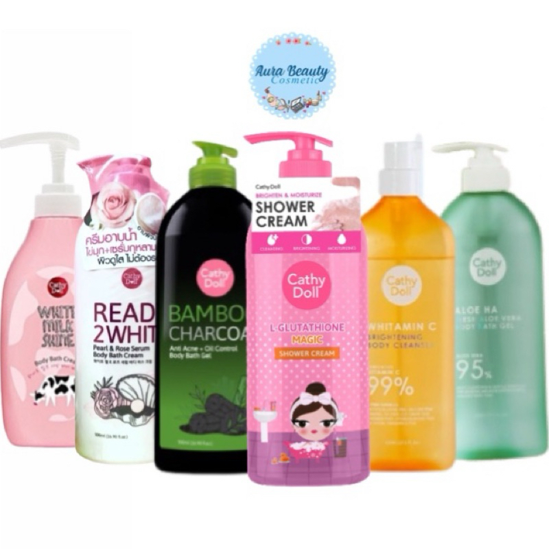 Cathy Doll ครีมอาบน้ำ Shower Cream / Bath Gel สูตร Ready / Whitamin C / Rose Pearl / Gluta / Aloe ha / Milk / Charcoal