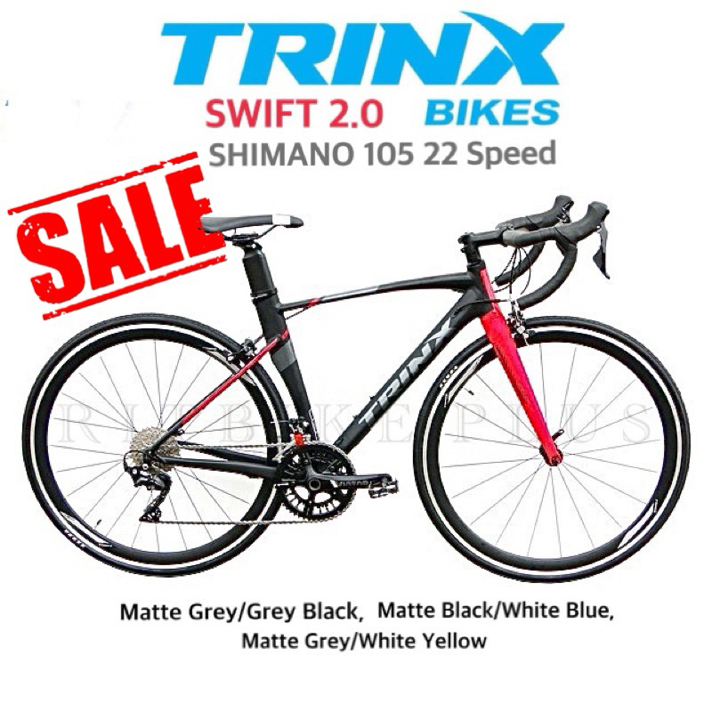 *ผ่อนได้*จักรยานเสือหมอบ TrinX SWIFT 2.0 เฟรมอลูมิเนียม ตะเกียบคาร์บอน เกียร์ Shimano 105 R7000 22 สปีด