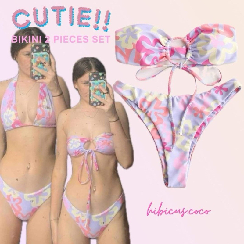 Hibiscus.coco | [พร้อมส่ง] Cutie bikini 2 pieces set บิกินี่ลายดอกไม้ สุดน่ารัก เซ็ต 2ชิ้น