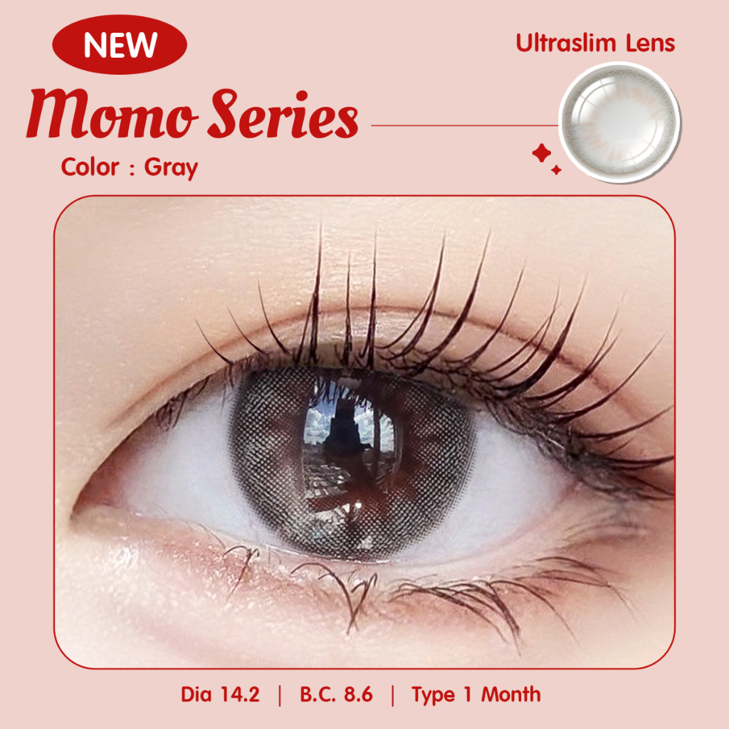 Candylens คอนแทคเลนส์ รุ่น Momo เทา พร้อมส่งแบบปกติ และค่าสายตาสั้น 0.00-7.00