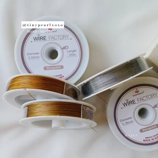 ลวดสลิงเกาหลี ร้อยลูกปัด ร้อยหิน Jewelry Wire งานฝีมือ DIY ลวดสีเงิน ลวดสีทอง ยาว 100 เมตร Tinypearlxoxo N1341