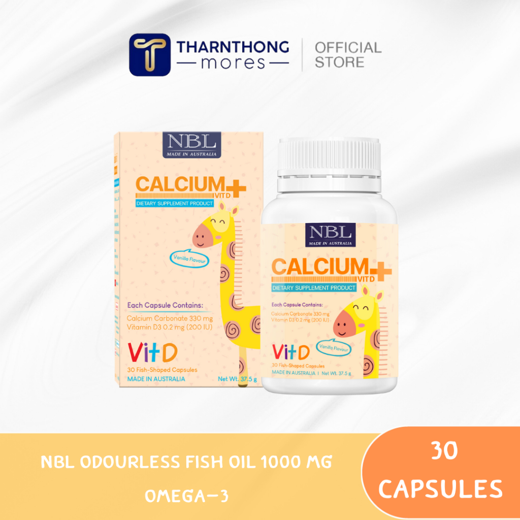 NBL Calcium + VIT D แคลเซียมเหลว ผสมวิตามินดี 3 (30 แคปซูล)