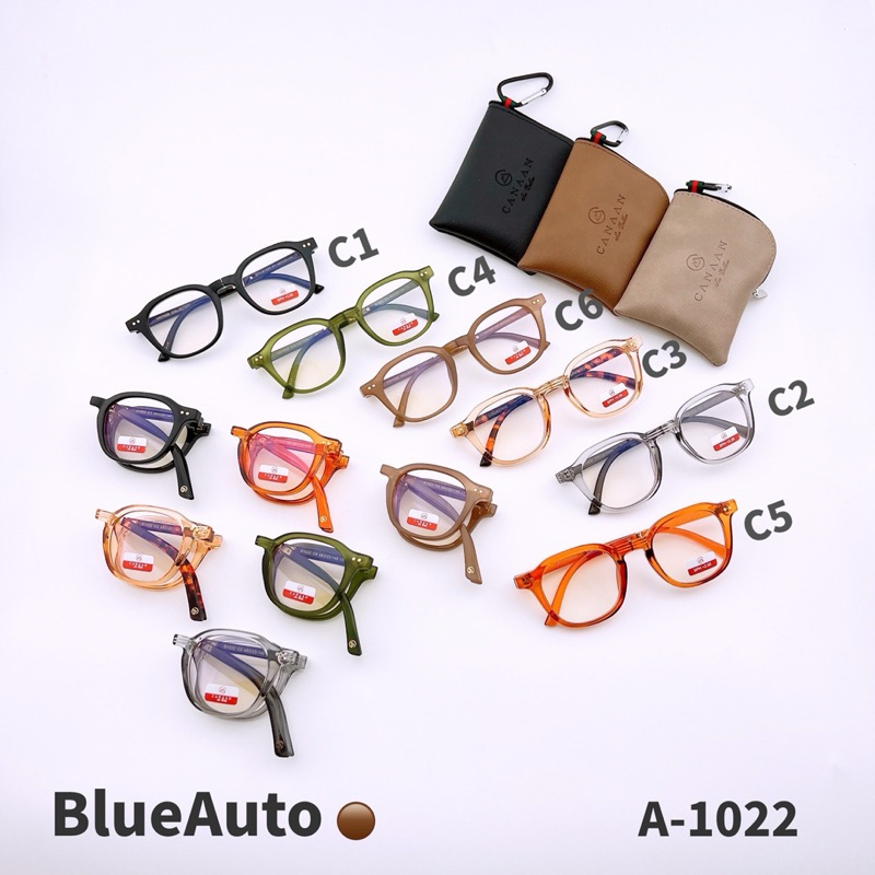 แว่นตากรอบแว่นตาcanaanรุ่นA-1022เลนส์BlueAutoแว่นพับได้สะดวกต่อการพกพา