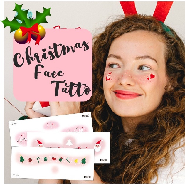 Halloween & Christmas face tattoo แทททูตกแต่งหน้าคริสมาสต์ พร้อมส่ง