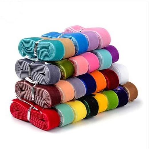 ริบบิ้นผ้ากำมะหยี่ velvet ribbon หน้ากว้าง 16 มม. (5/8")  ยาว 1 เมตร เลือกสี