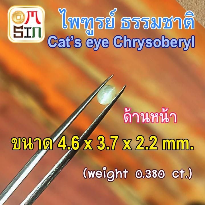 💎❤️ AB01 พลอย ไพฑูรย์ 1 เม็ด พลอย ไพฑูรย์ (พลอยตาแมว) Chrysobery Cat's eye Natural พลอยธรรมชาติแท้