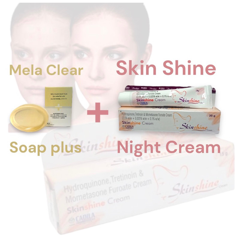 SkinShine 30 G + Mela Clear Soap Plus 50 G ฝ้าจางตั้งแต่สัปดาห์แรก รักษาฝ้าแดด ฝ้าลม ฝ้าฮอร์โมน สิวด