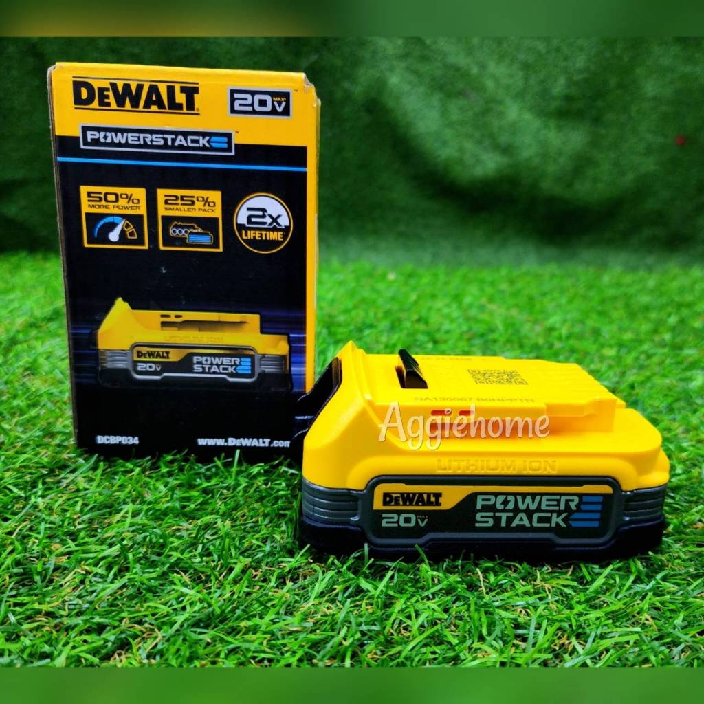 DEWALT แบตเตอรี่ รุ่น DCBP034 20V 1.7AH POWER STACK LITHIUM ION แบต ลิเธียม มีไฟ LED แสดงสถานะพลังงาน เครื่องมือช่าง