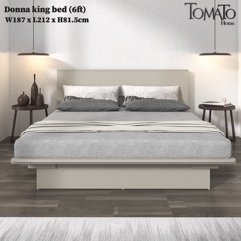 Tomato Home เตียง6ฟุต Donna ราคารวมส่งประกอบในกทมและปริมณฑลเท่านั้น เตียงนอน6ฟุต เตียงไม้ | เตียงมินิมอล สวยเรียบง่าย