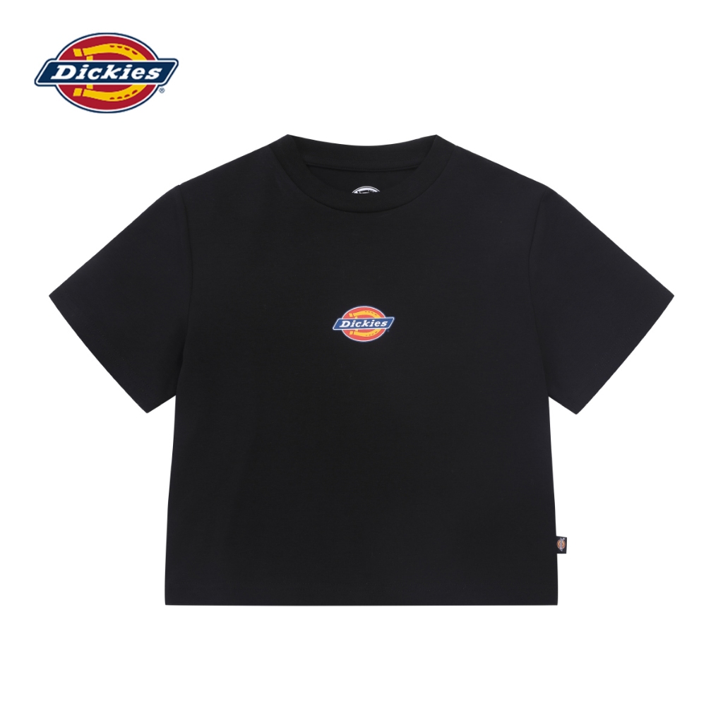 DICKIES WOMENS CROP TEE OX COLLAR LOGO PRINT SS เสื้อครอปยืดผู้หญิง เสื้อกันหนาว