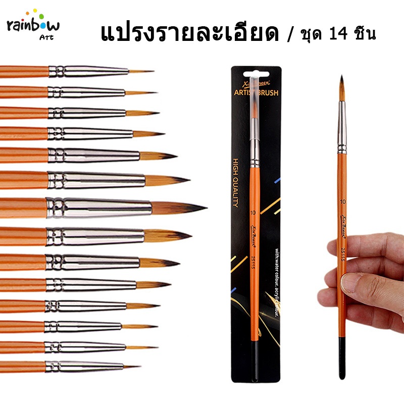 พู่กัน พู่กันกลม หัวกลม แปรงรายละเอียด ปลายแหลมหัวกลม