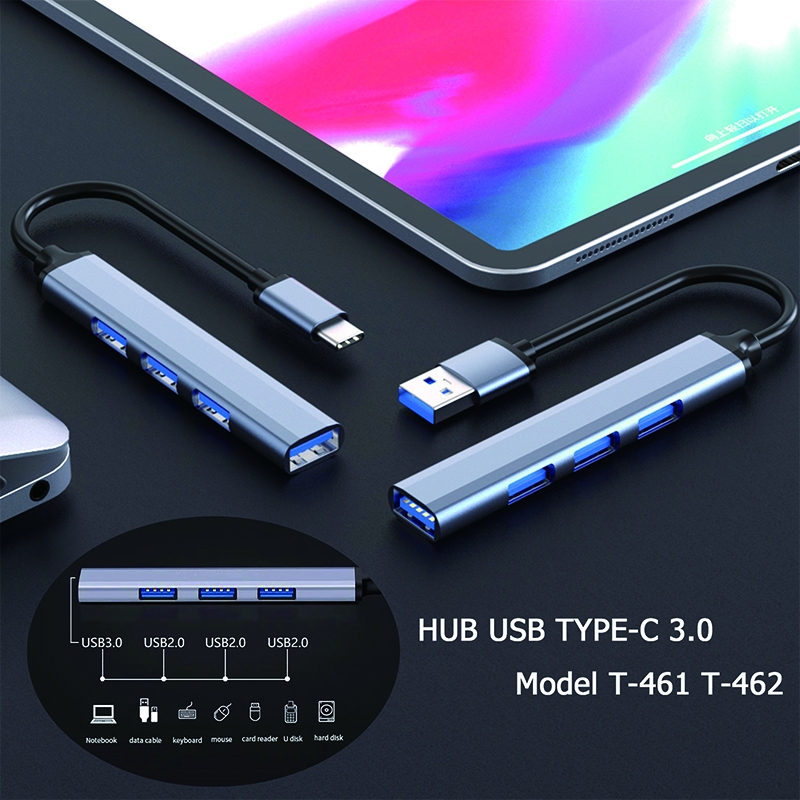 HUB USB TYPE-C 3.0 เพิ่มช่องเสียบอุปกรณ์ต่างๆ 4 ช่องเสียบ สำหรับ PC แล็ปท็อปอุปกรณ์เสริมคอมพิวเตอร์