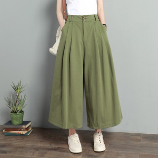 กางเกงคาร์โก้ ผ้านุ่ม ใส่เบาสบาย กางเกงขายาวเอวสูง ดีเทลแต่ง…