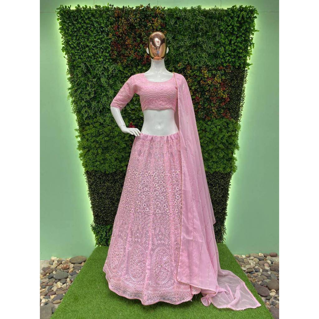 Lehenga-choli : Georgette FLAIR : 2.6meter WORK : Sequance Embroidery work Canvas patta happy