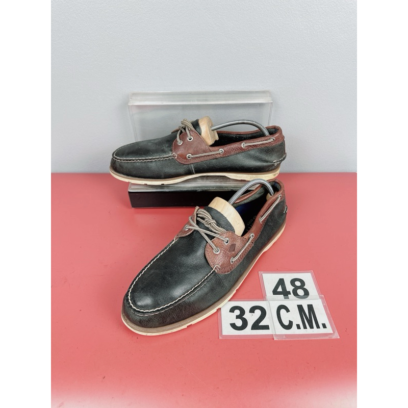 รองเท้าหนังแท้ Sperry Sz.14us48eu32cm ทรงBoat Shoes สีดำ พื้นเย็บ สภาพสวยมาก ไม่ขาดซ่อม ใส่เที่ยวลำลองหล่อ