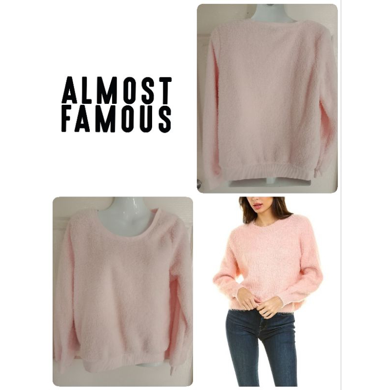 Almost Famous Sweater เสื้อสเวตเตอร์ขนนุ่มสีชมพูเบบี้พิงค์น่ารักมากๆ ของใหม่ Size M อกถึง 40