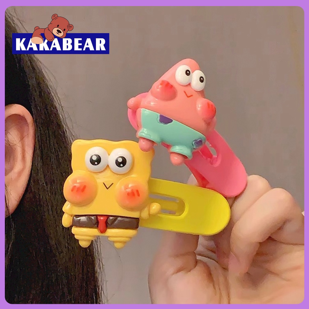 กิ๊บติดผม อะคริลิค ลายการ์ตูน SpongeBob SquarePants Pie Big Star กิ๊บติดผม การ์ตูนน่ารัก เด็กผู้หญิง ผมแตก หน้าม้า 9 ซม.