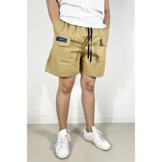 กางเกงขาสั้นผู้ชาย วินเทจ สไตล์แคมป์ปิ้ง เอวยางยืด เนื้อผ้า Cotton100%