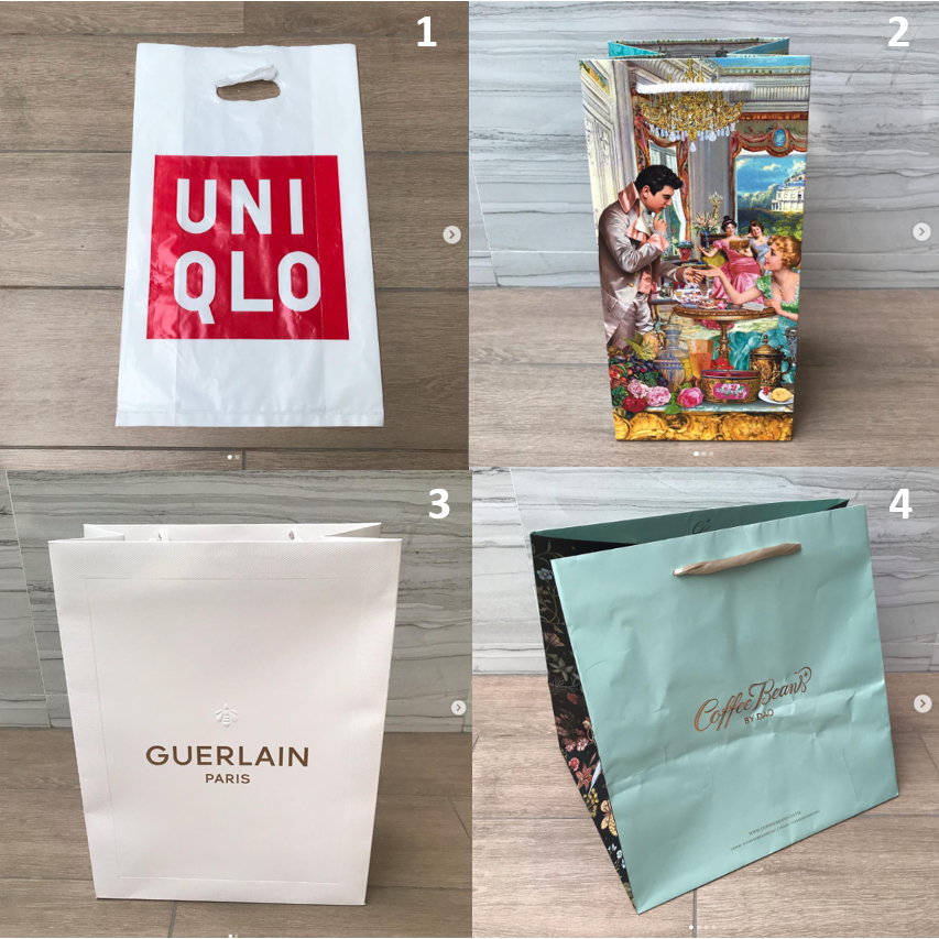 ถุง  ถุงกระดาษ แบรนด์ UNIQLO , Cookie , GUERLAIN , Coffee bean by Dao ของแท้ สภาพสวย ใส่เสื้อ ใส่ขนม