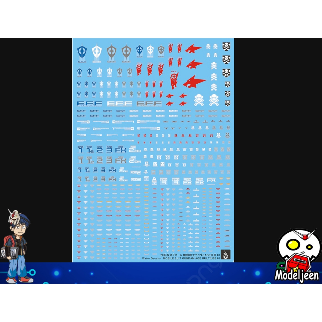 (Ghost-Decal) Water Decal 068 Caution Mobile suit gundam AGE Multiuse 01