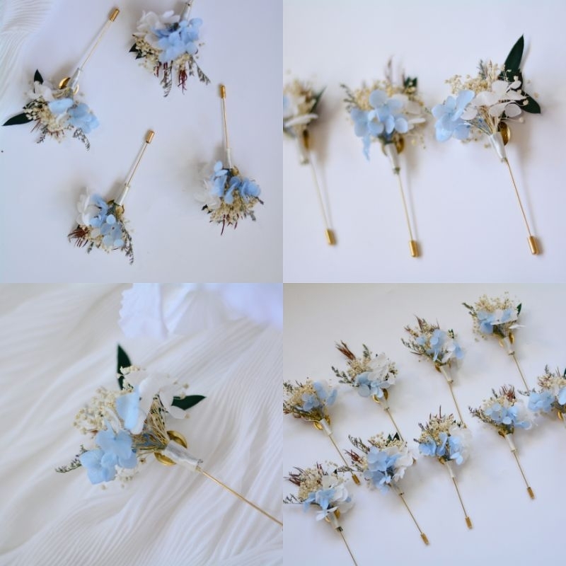 Memoryofflower•พินเข็มกลัดติดสูท•missy blue โทนฟ้า