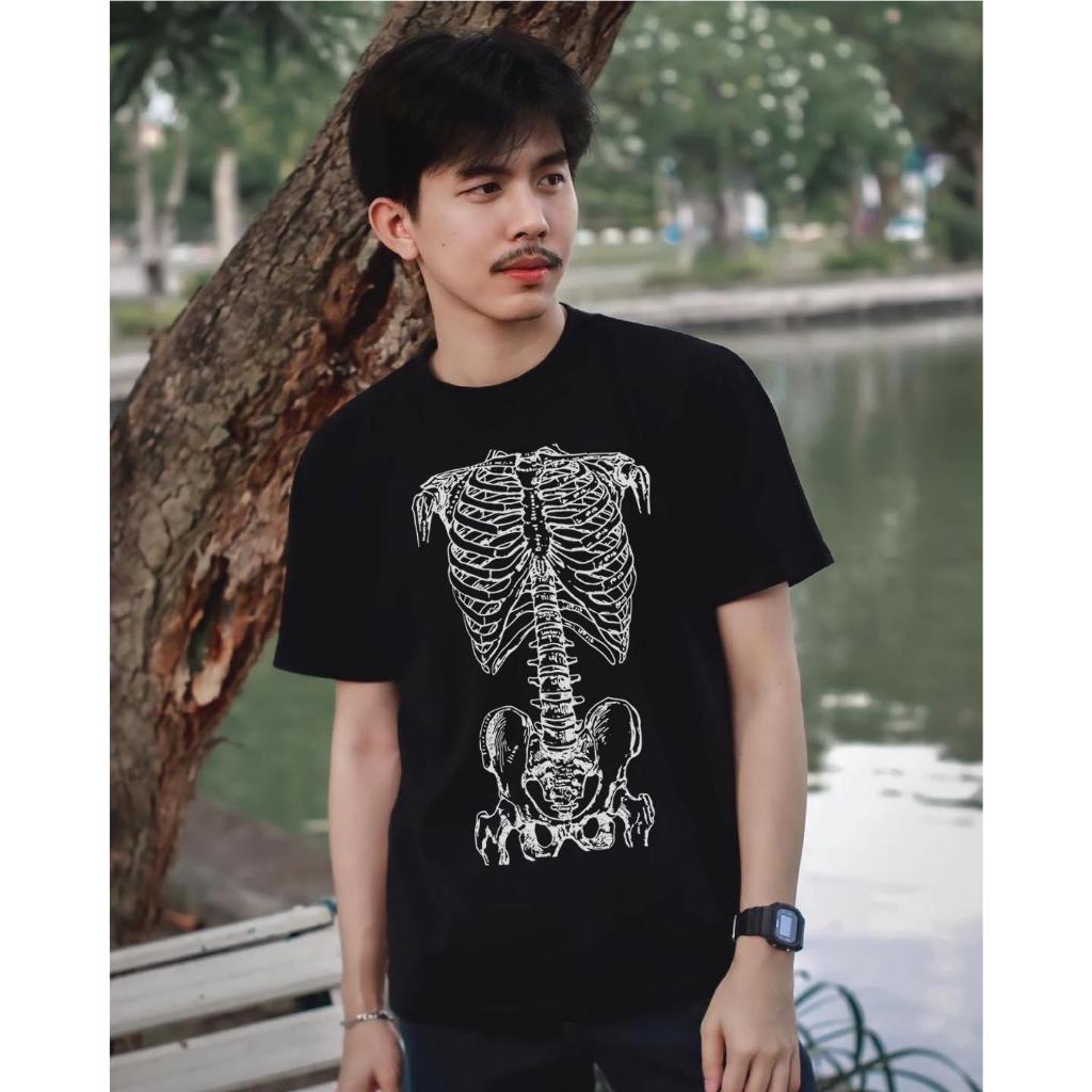 (พร้อมส่ง) เสื้อยืดลายกระดูกสุดฮิต BONE - ผ้า Cotton100%