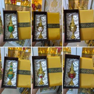 หัวโขนจิ๋ว พร้อมกล่องผ้าไหม งานสวยพรีเมี่ยม  เรซิ่นปิดทองเค …