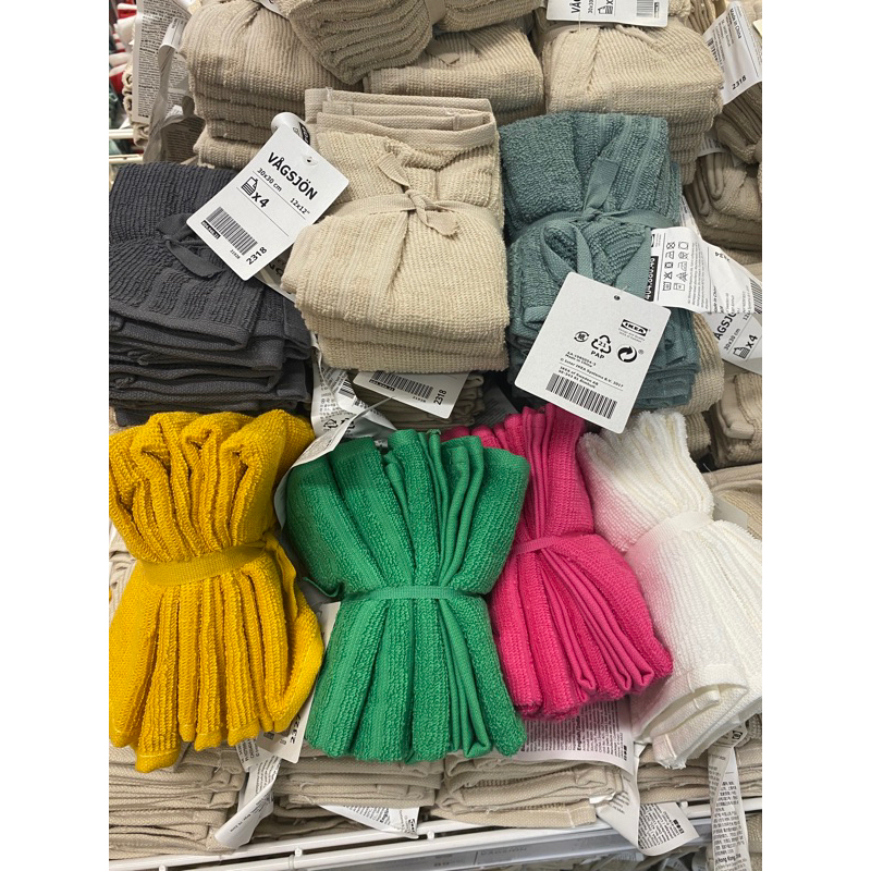 VÅGSJÖN ผ้าขนหนู คละสี ขนาด 30x30 ซม. 4 ผืน/Set By IKEA
