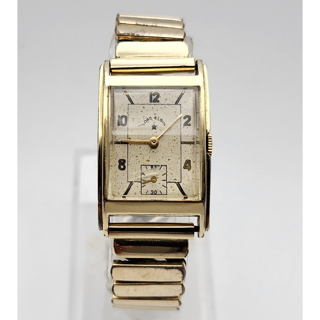 นาฬิกา LOARD ELGIN MEN'S VINTAGE 559 21 JEWELS USA MECHNAICAL 14 GOLD FILED STEEL WATCH 23*28 MM NO.162 (ไขลาน)