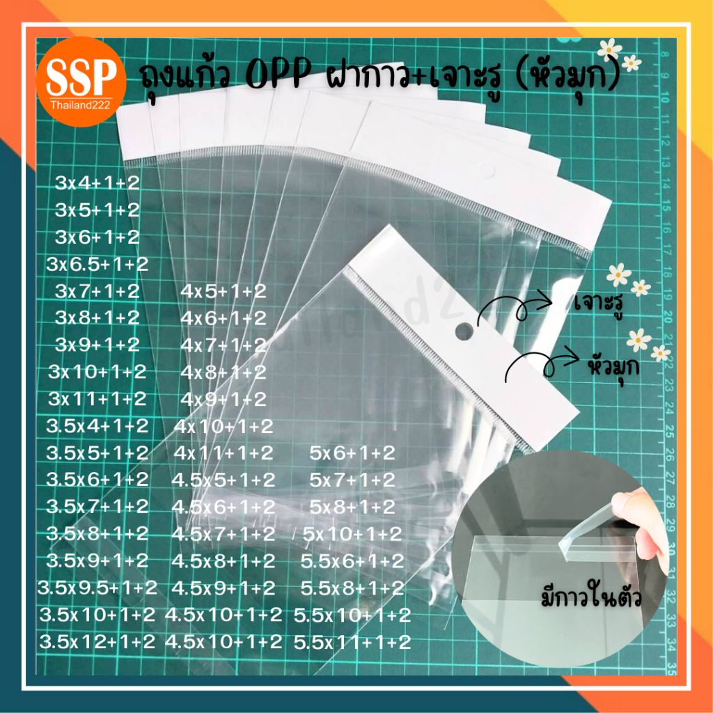 ถุงopp 3-5.5 นิ้ว ถุงใส หัวมุก ฝากาว แพ็ค 500 ใบ