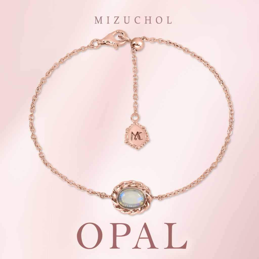 Mizuchol - กำไลเงินแท้ชุบทองคำขาว  Raindrop Bracelet ประดับ Blue Topaz