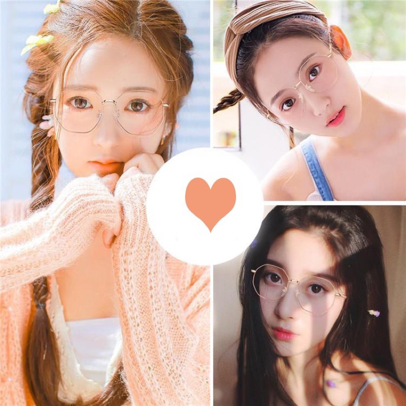 [พร้อมส่งจากไทย ] แว่นกรองแสงสีฟ้า แว่นทำงาน แว่นทรงแปดเหลี่ยม เลนส์ใส ใส่แล้วหน้าเด็ก น่ารัก ฮิตสุดๆ  Mellow BB01.