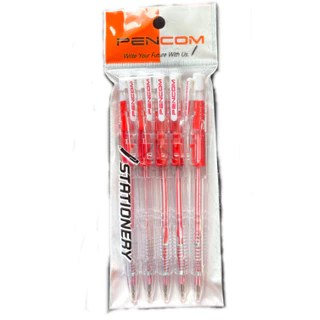 ปากกาแดงลูกลื่น แพ็ค5 ราคาประหยัด แบบกด หมึกน้ำมัน(DBA284)