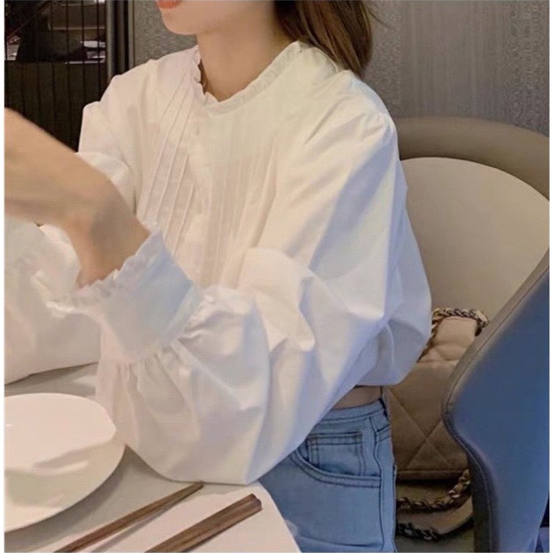 พี่ปุ้มนำเข้าเสื้อเกรดห้าง เสื้อผู้หญิง เสื้อแขนยาว สีขาว เกรดพรีเมียม ผ้าคอตตอน