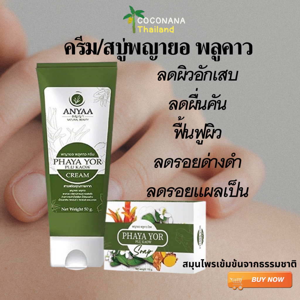 ครีมพญายอพลูคาว ANYAA สบู่พญายอพลูคาว /สารสกัดจากสมุนไพร 7 ชนิด ปลอดภัย 100%