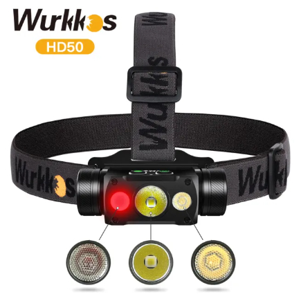 ไฟฉายคาดหัว Wurkkos HD50 21700 4000lm XHP50.3HI 5700-6000K+LH351D 5000K 90CRI+ LATTICEPOWER XG 660nm