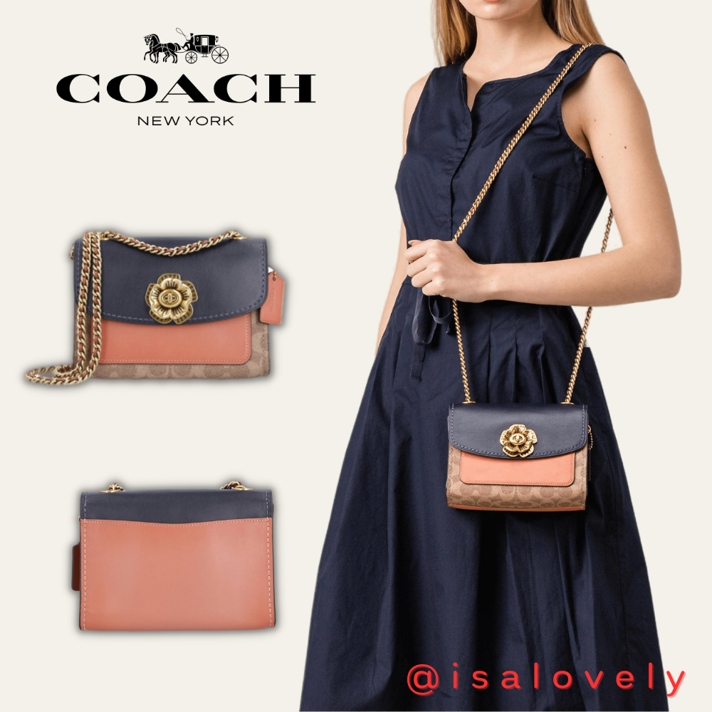 📌Isa Lovely Shop📌  งาน Shop  COACH 69587 PARKER 18 IN COLORBLOCK SIGNATURE CANVAS