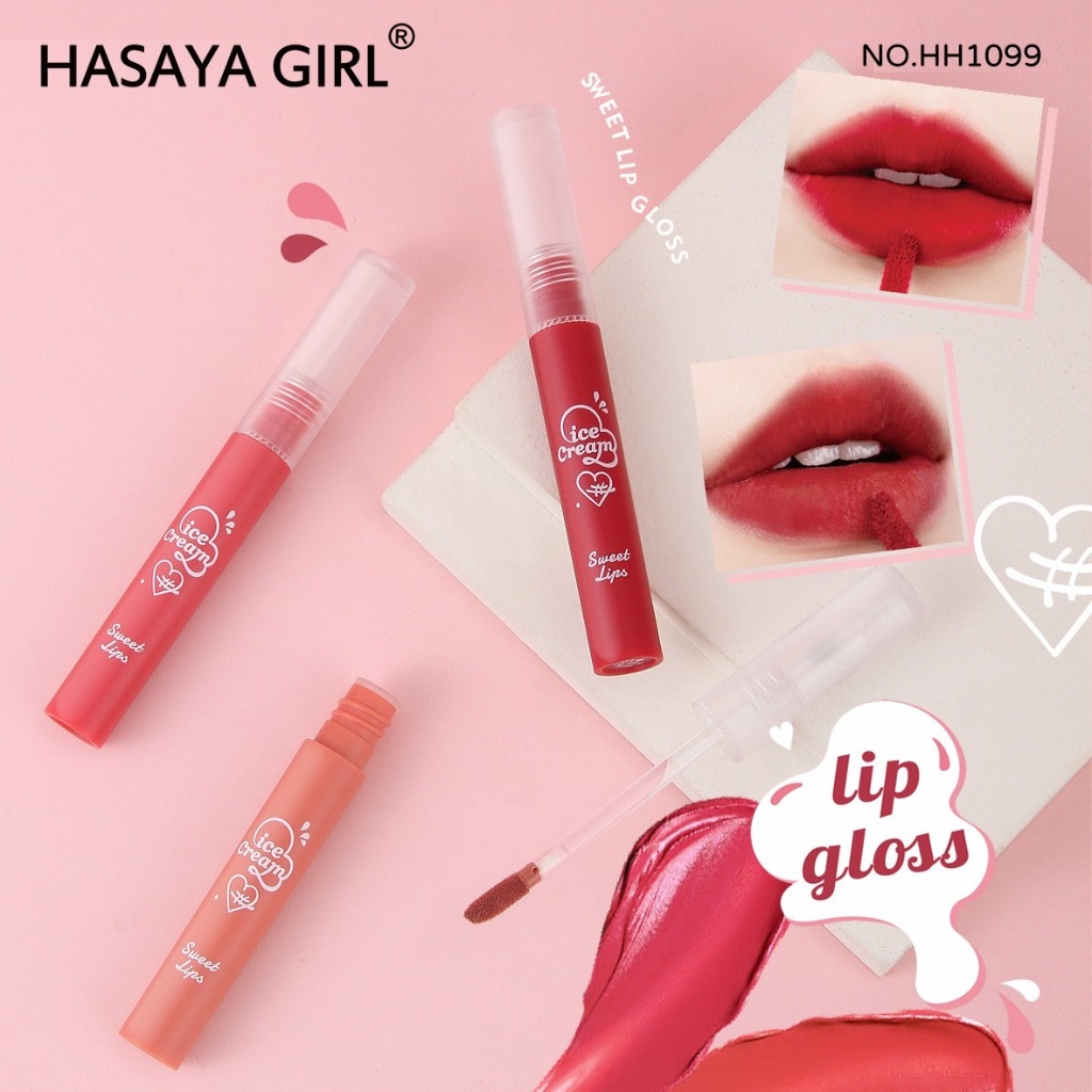 HH1099 Hasaya Girl Ice Cream ลิปจิ้มจุ่ม สีสวย ชัด ติดทนนาน เเห้งไว มี 4 โทนสี เเต่งได้ทุกวัน