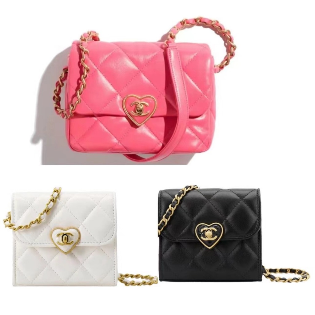 Chanel/Love/Lambskin/Small Square Bag/Chain Bag/Crossbody Bag/AP3291/แท้ 100%