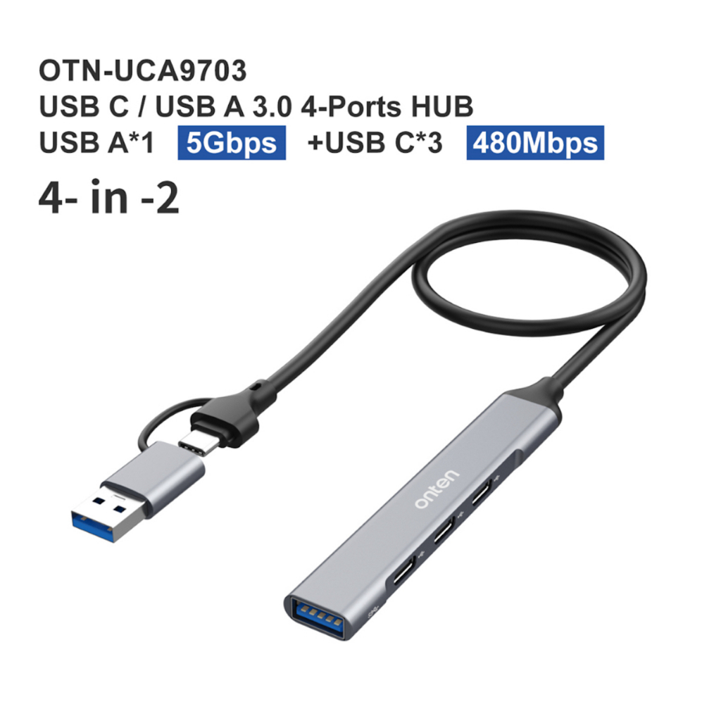 Onten USB+TypeC To TypeC*3+USB3.0 (9703)